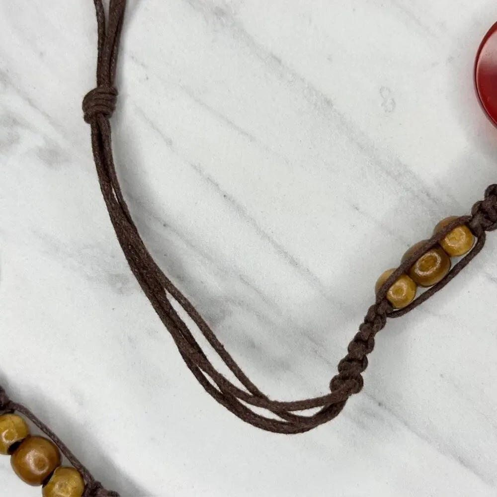 Wood Beaded Swirled Disc Tie Belt Large (L) ✨